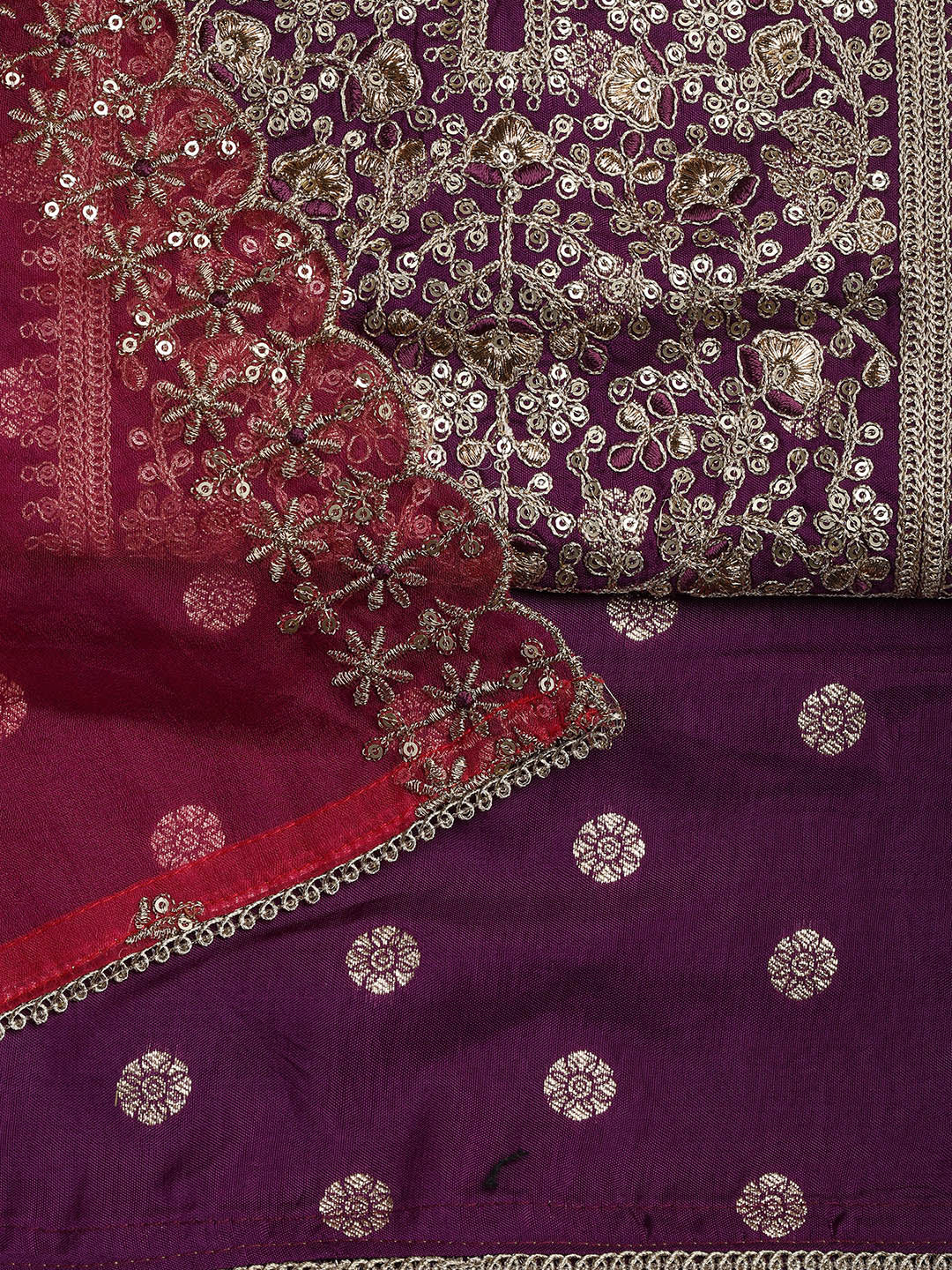 Embroidered Chanderi Unstitched Suit With Dupatta