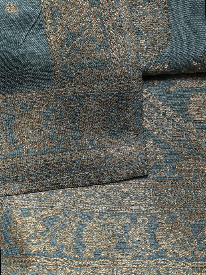 Embroidered Chanderi Unstitched Suit Piece With Dupatta