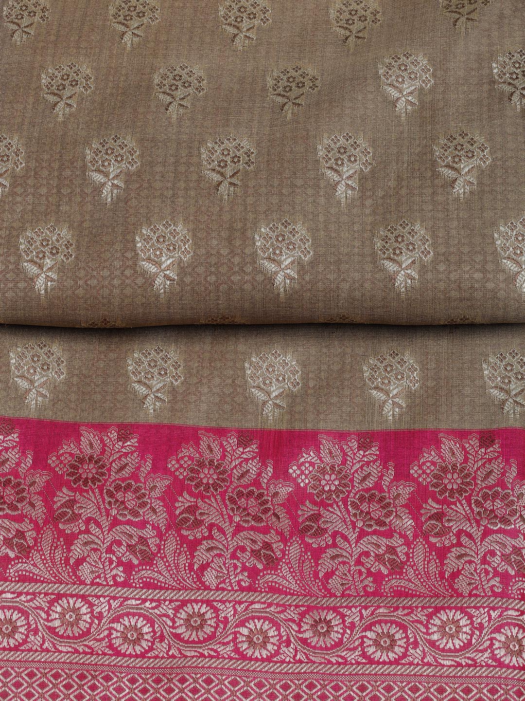 Floral Woven Booti Chanderi Unstitched Suit With Dupatta