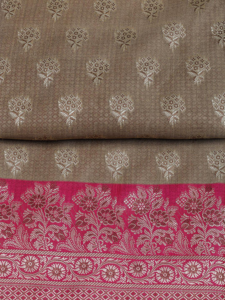 Floral Woven Booti Chanderi Unstitched Suit With Dupatta