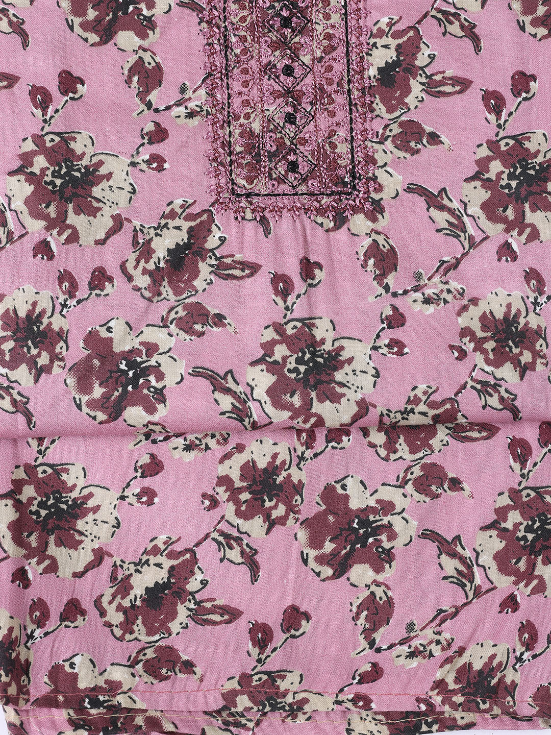 Neck Patti Cotton Blend Unstitched Suit With Dupatta