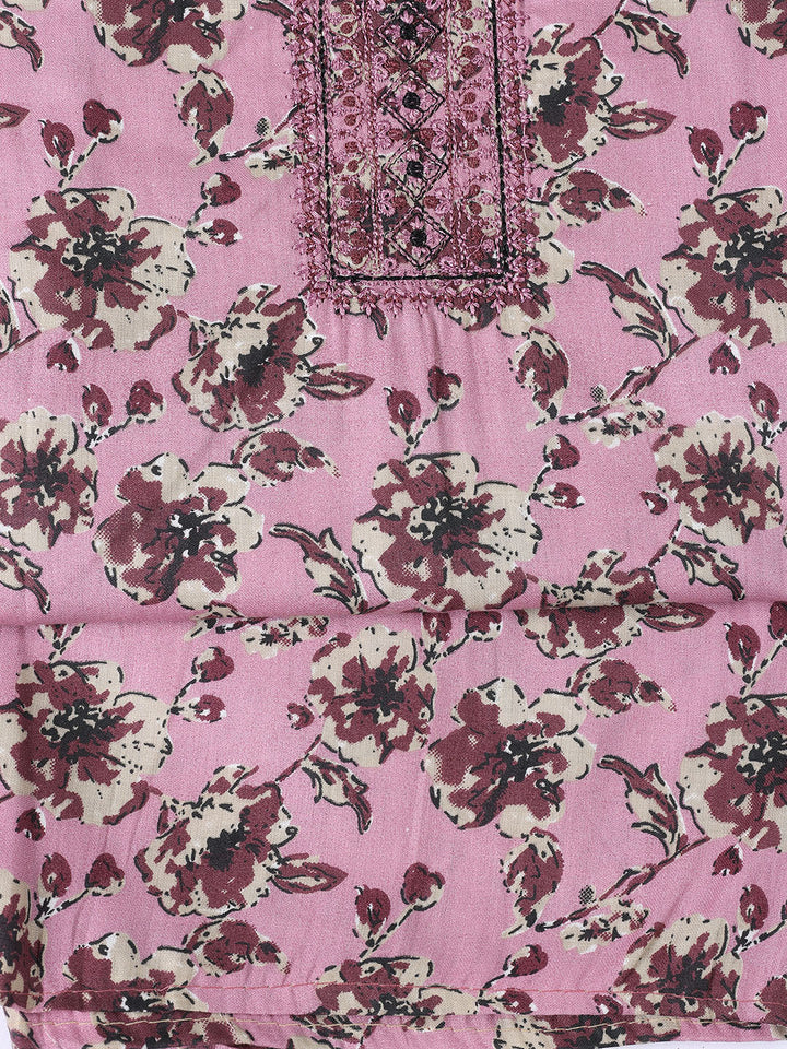 Neck Patti Cotton Blend Unstitched Suit With Dupatta