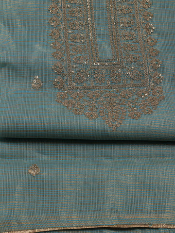 Neck Embroidery Chanderi Unstitched Suit Dupatta