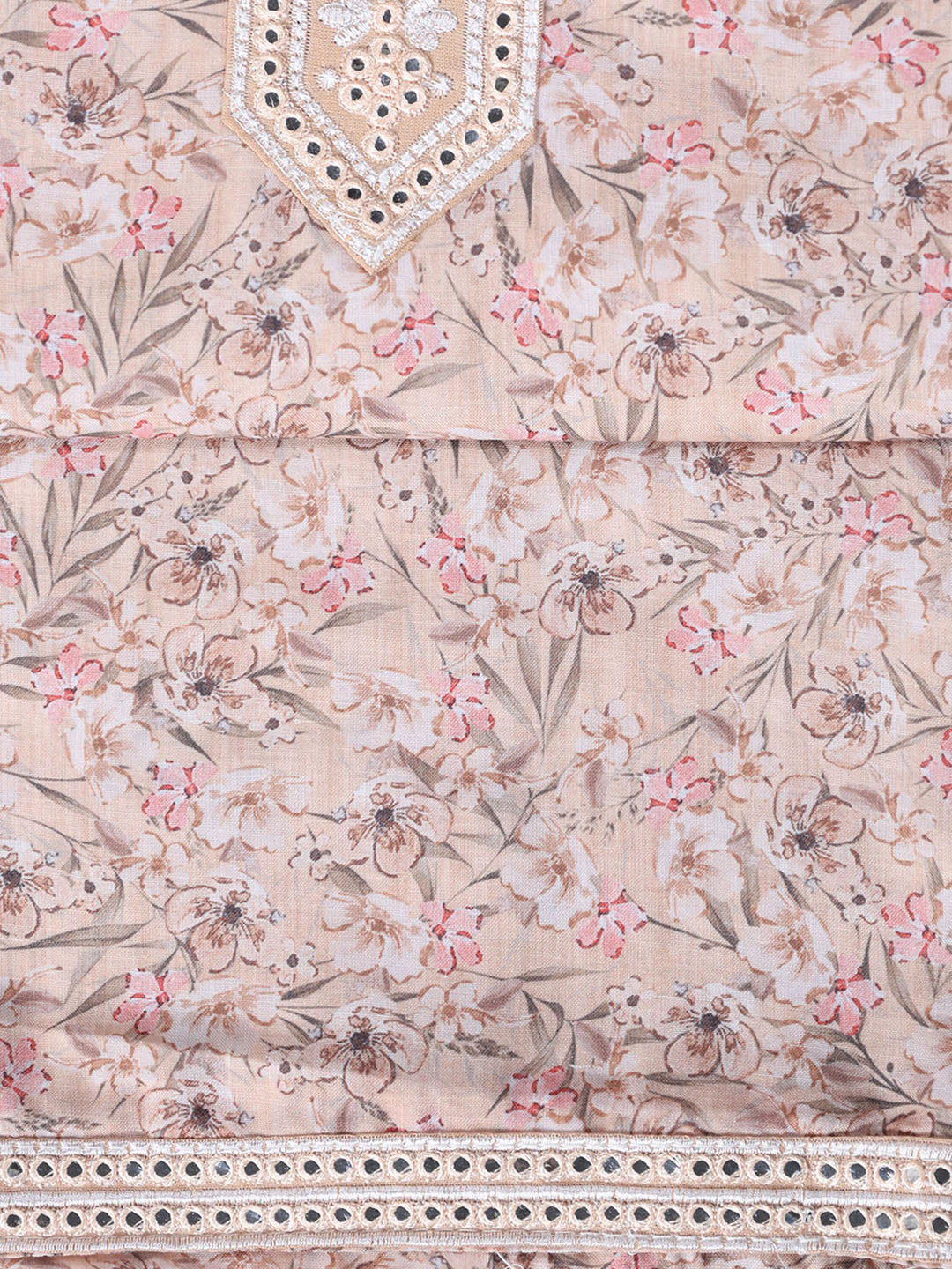 Printed Cotton Blend Unstitched Suit With Dupatta