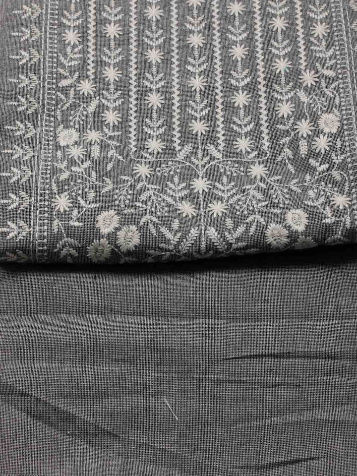 Neck Embroidered Cotton Unstitched Suit Piece With Dupatta