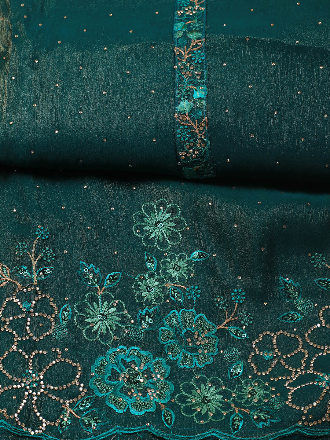Embroidered Chinon Unstitched Suit With Dupatta