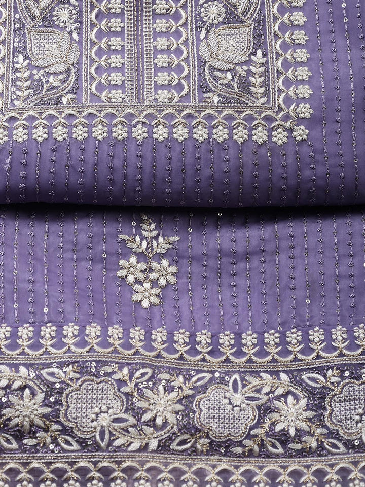 Embroidered Organza Unstitched Suit Piece With Dupatta