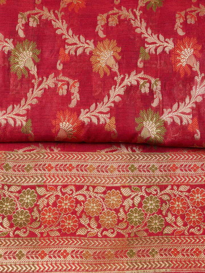 Woven Chanderi Unstitched Suit With Dupatta