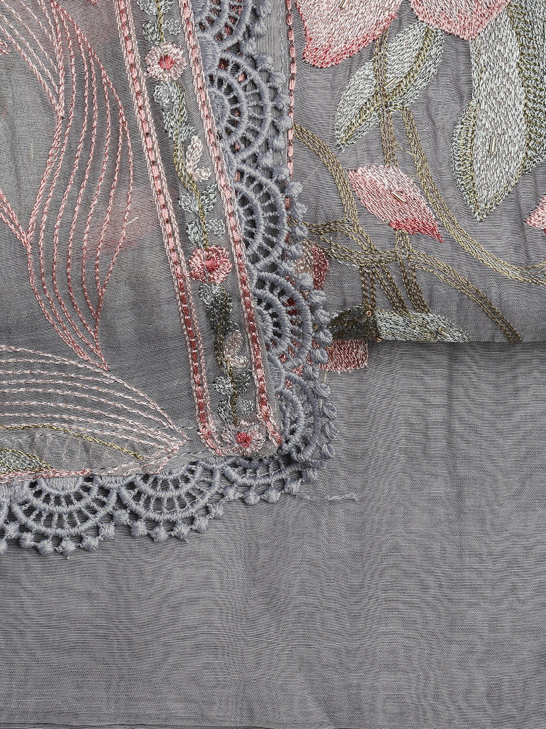 Embroidery Chanderi Unstitched Suit With Dupatta