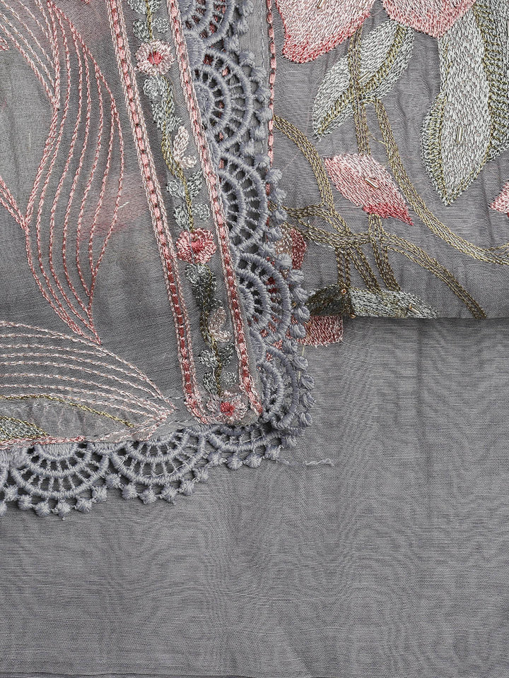 Embroidery Chanderi Unstitched Suit With Dupatta