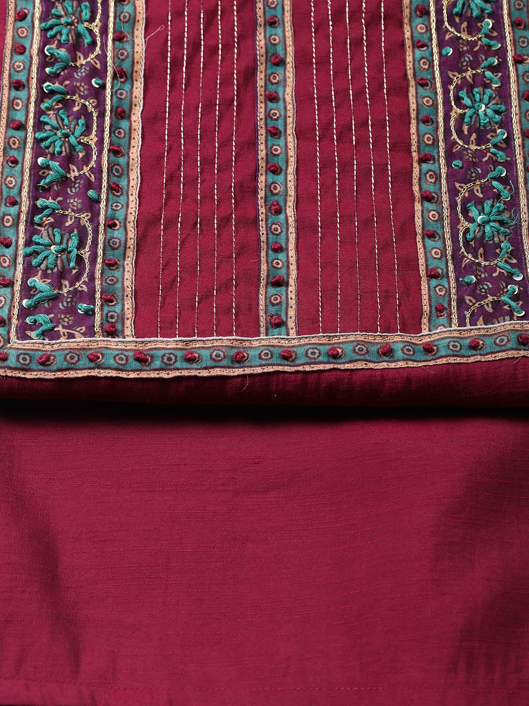 Printed Chanderi Unstitched Suit With Dupatta