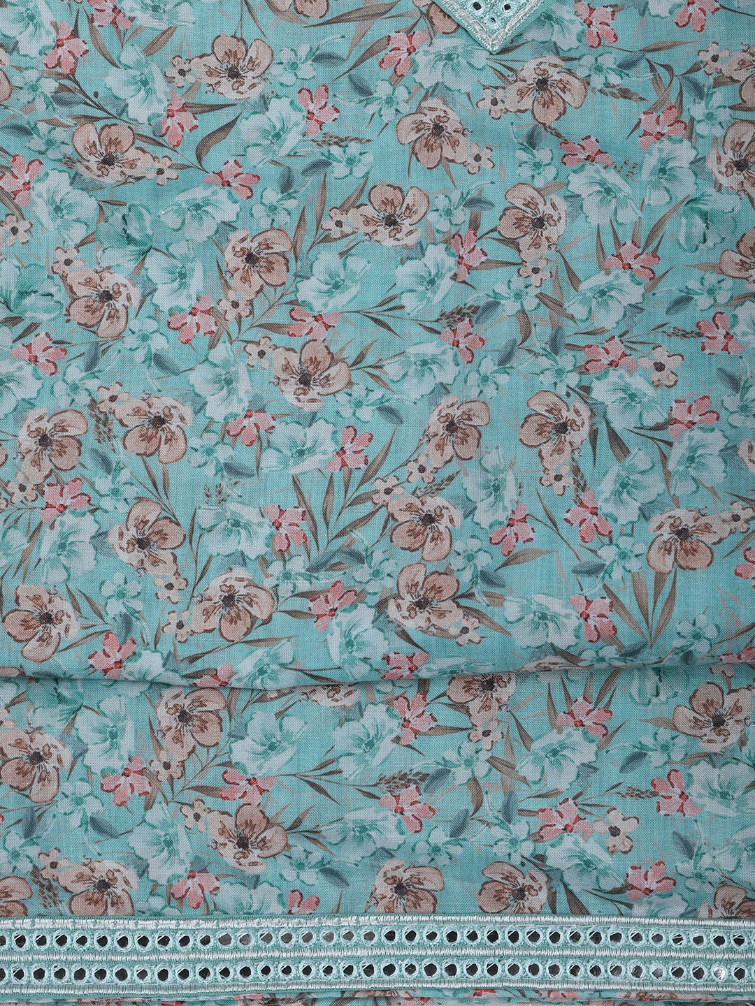 Printed Cotton Blend Unstitched Suit With Dupatta