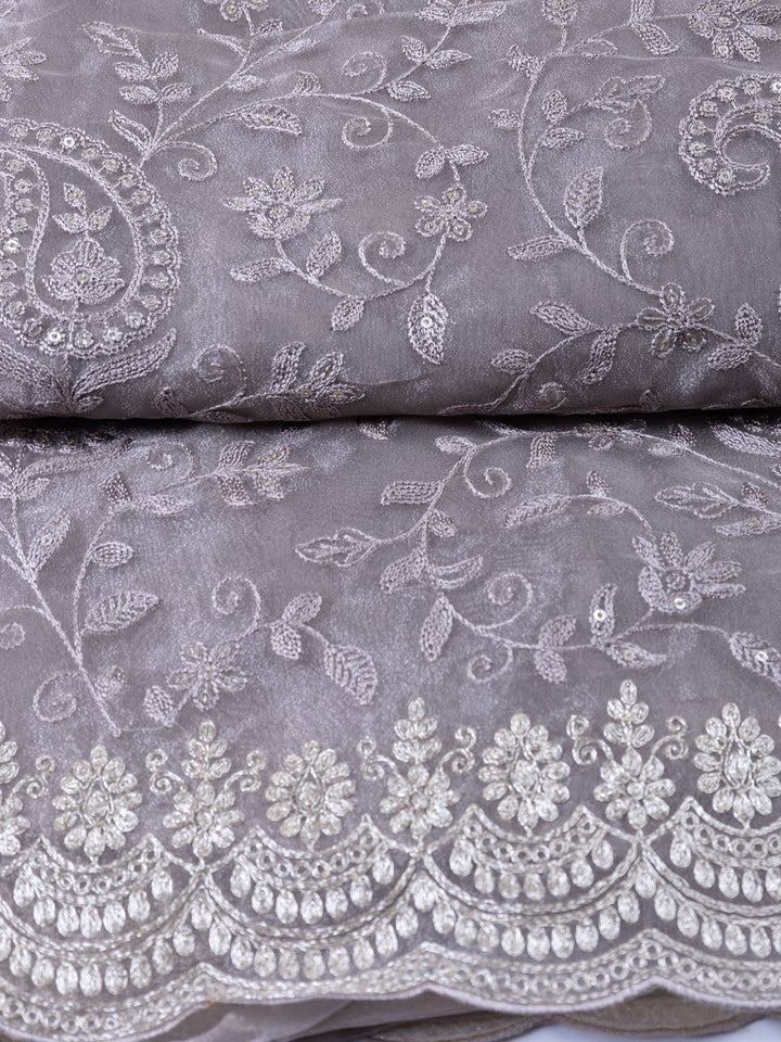Embroidered Organza Unstitched Suit With Dupatta
