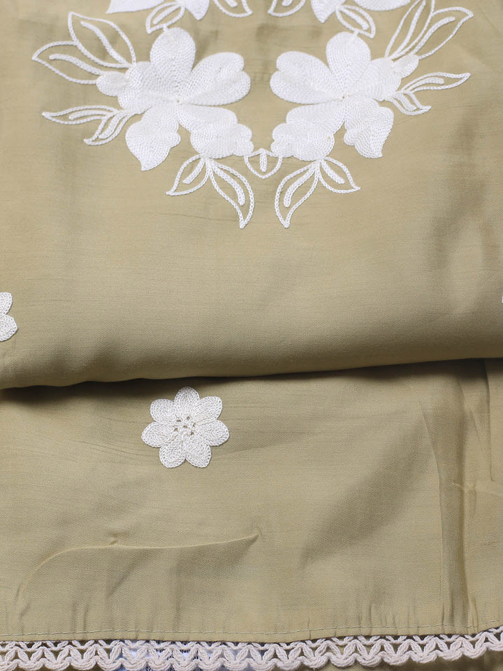 Neck Embroidery Chanderi Unstitched Suit With Dupatta