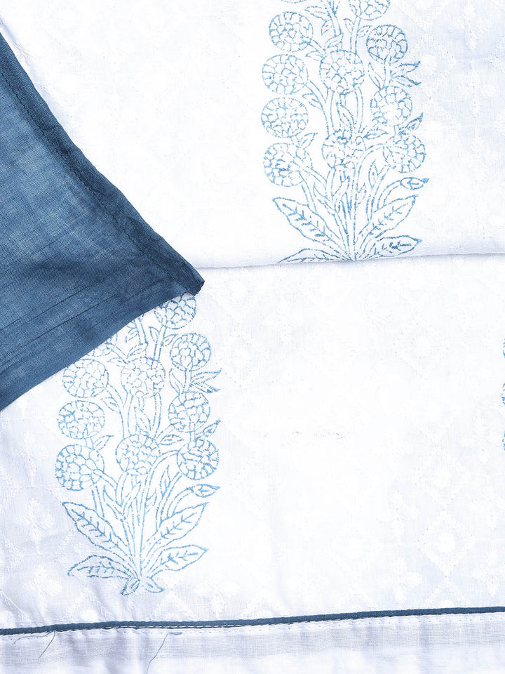 Printed Cotton Blend Unstitched Suit With Dupatta