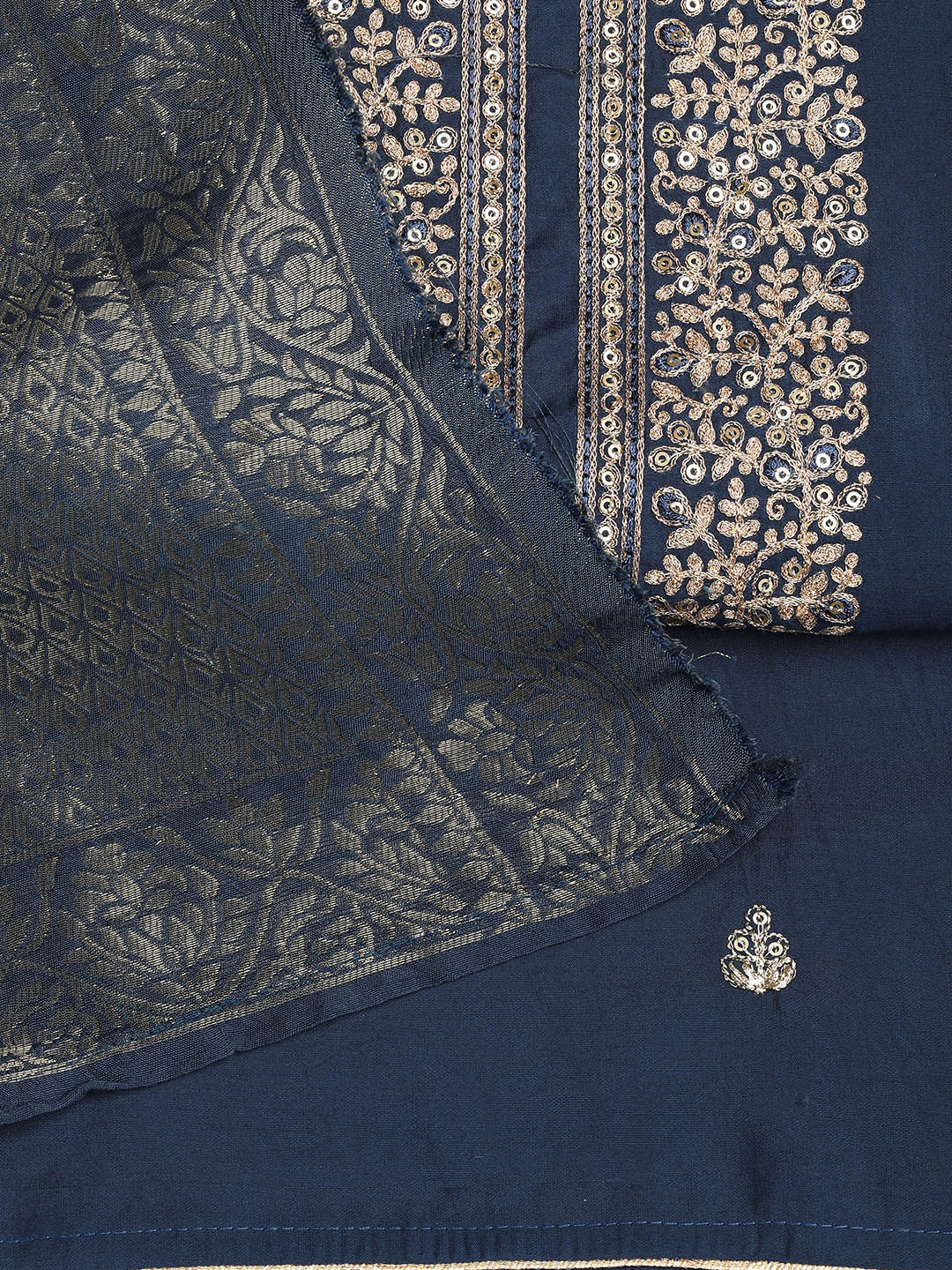 Embroidered Chanderi Unstitched Suit Piece With Dupatta
