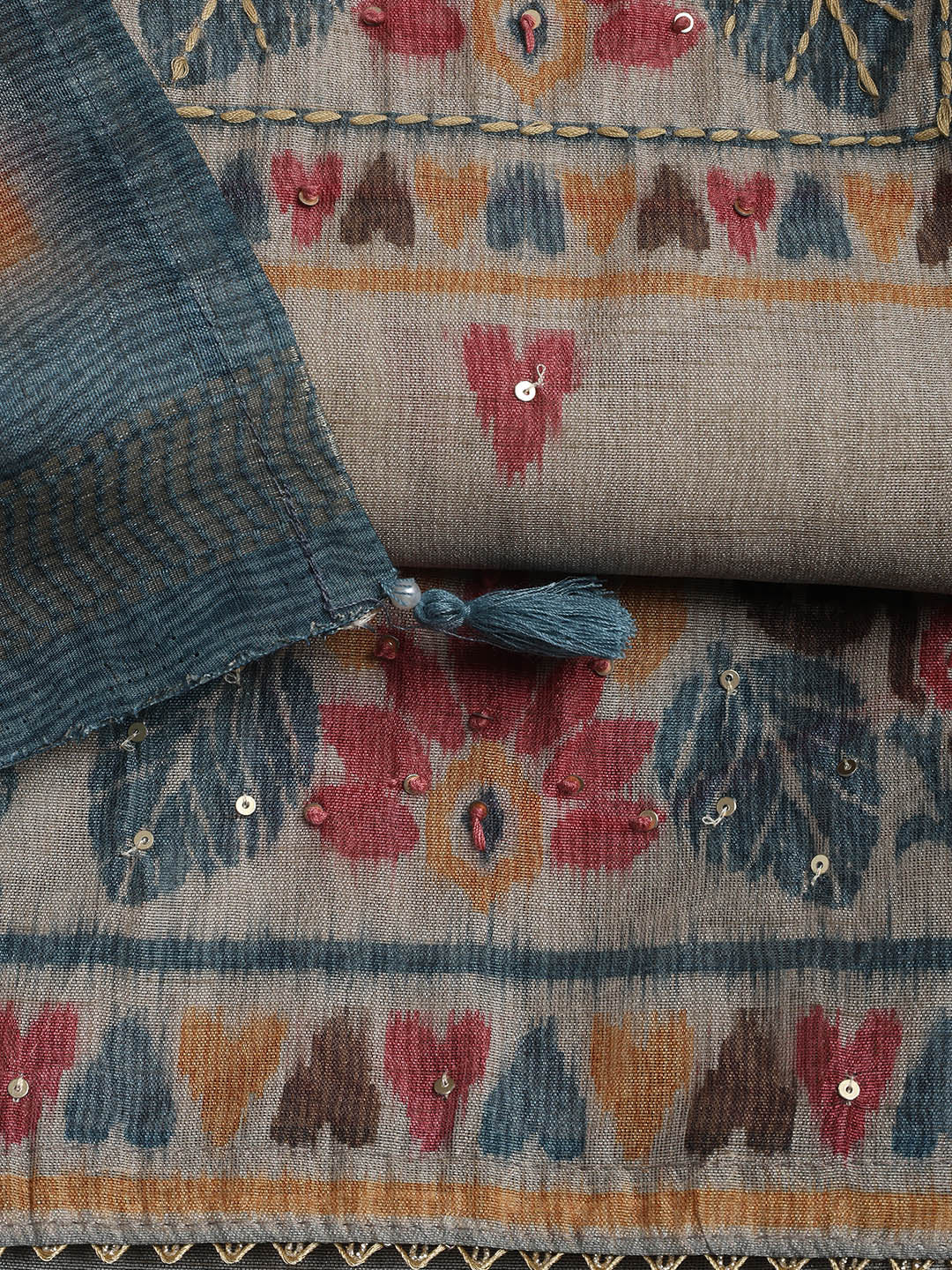 Woven Chanderi Unstitched Suit With Dupatta