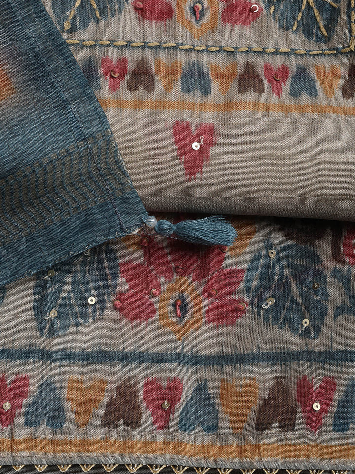 Woven Chanderi Unstitched Suit With Dupatta