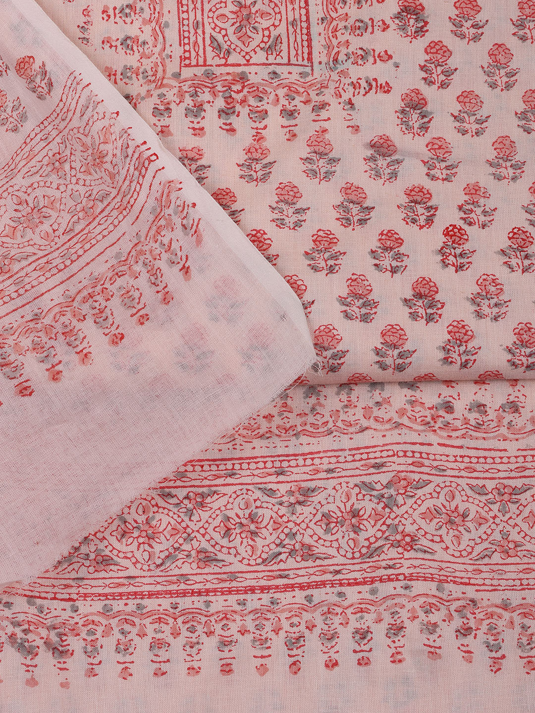 Neck Work Cotton Blend Unstitched Suit With Dupatta
