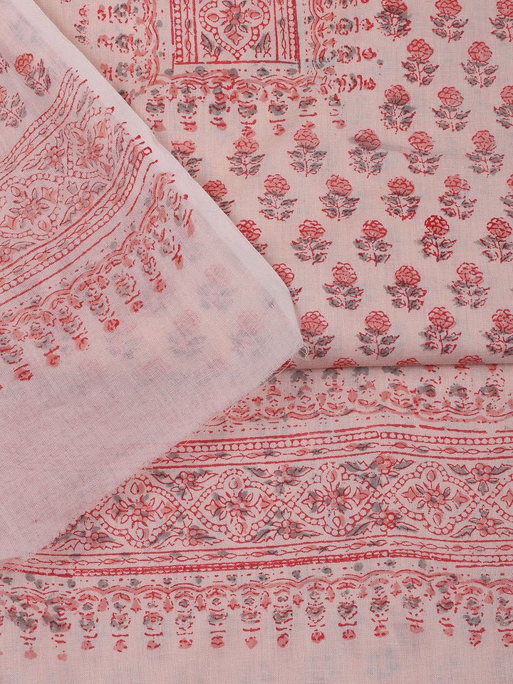 Neck Work Cotton Blend Unstitched Suit With Dupatta