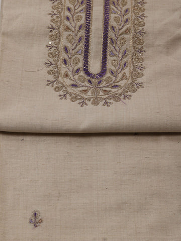 Neck Embroidered Chanderi Unstitched Suit With Dupatta