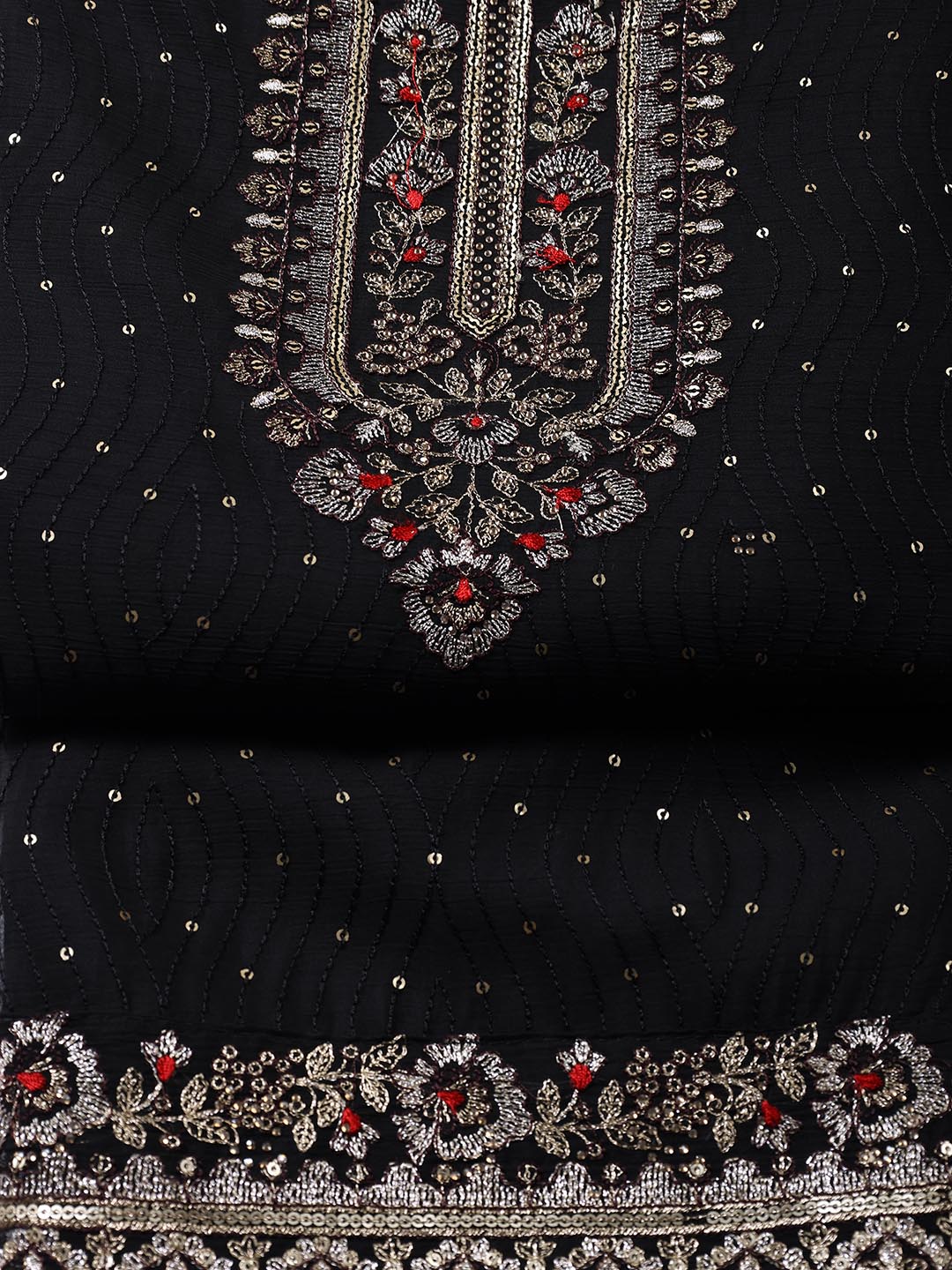 Embroidered Organza Unstitched Suit Piece With Dupatta