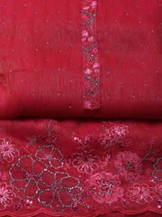 Embroidered Chinon Unstitched Suit With Dupatta