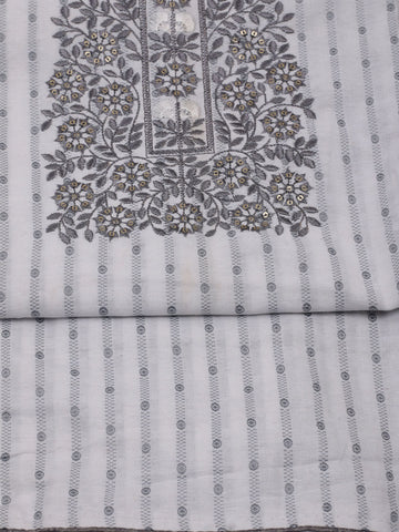 Neck Embroidered Cotton Blend Unstitched Suit With Dupatta