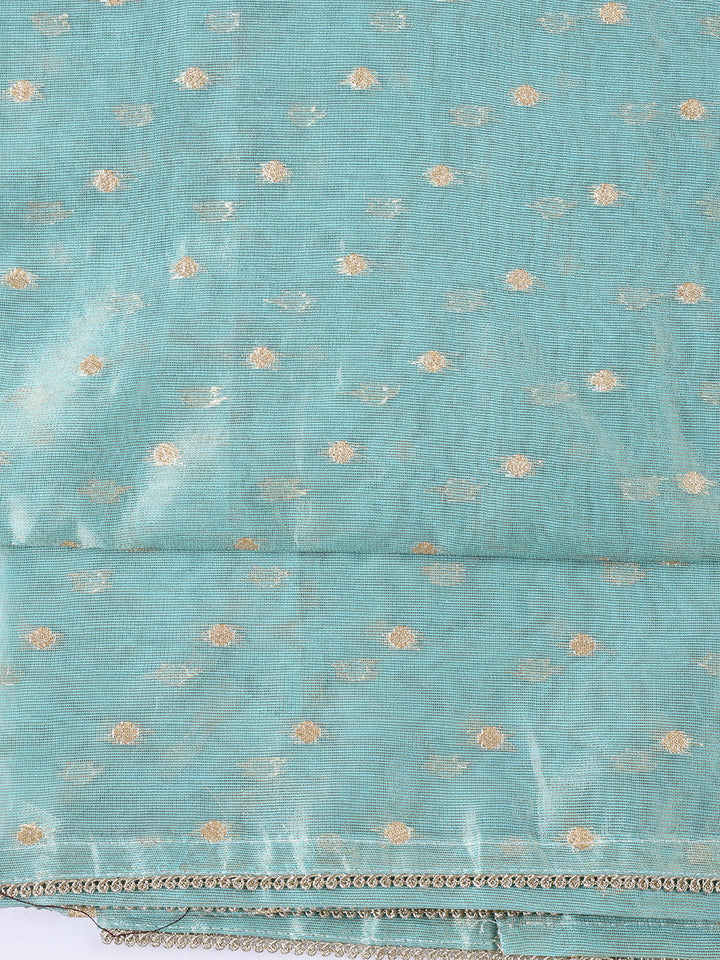 Neck Embroidered Tissue Unstitched Suit Piece With Dupatta