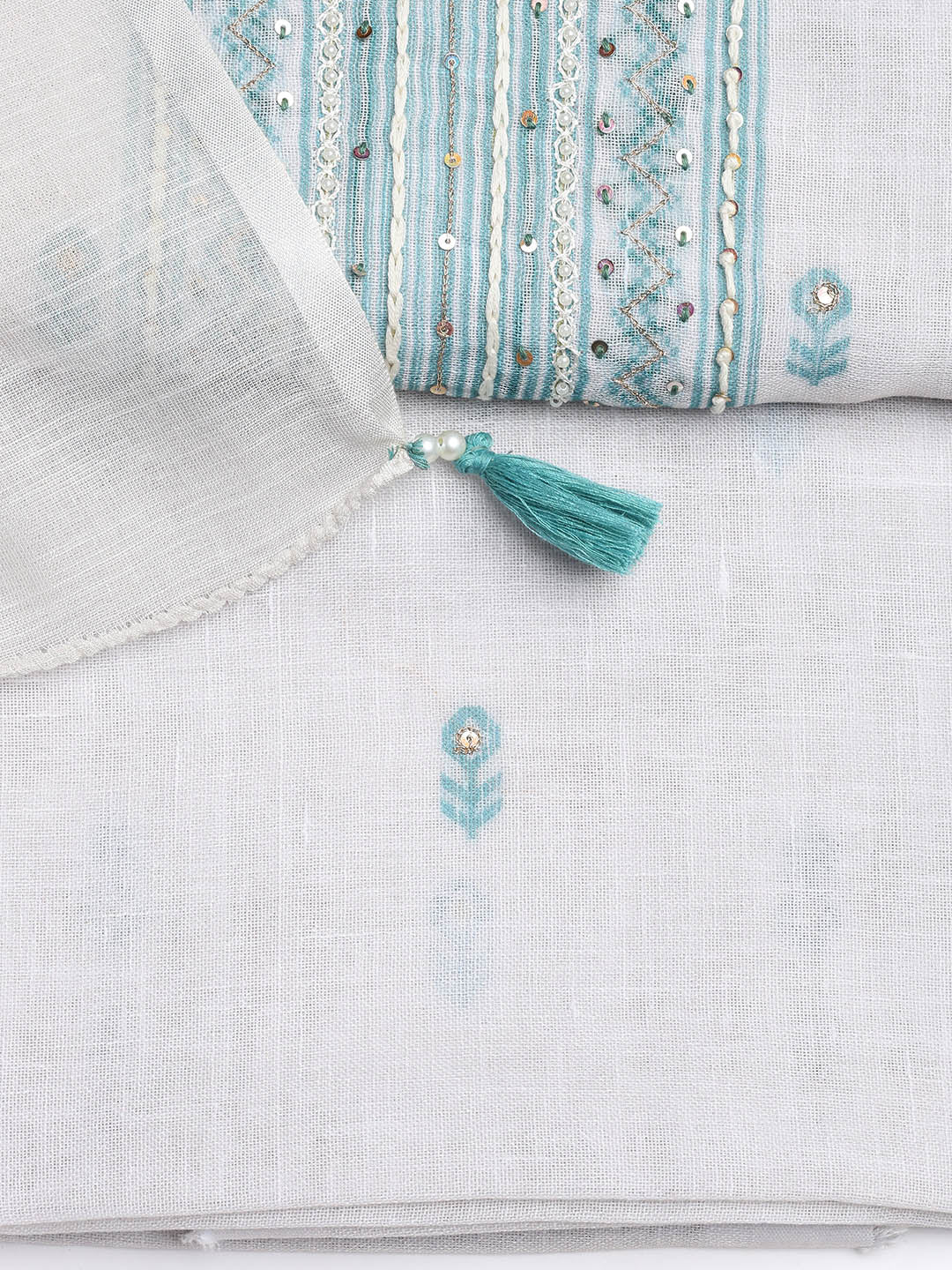 Printed Linen Unstitched Suit With Dupatta