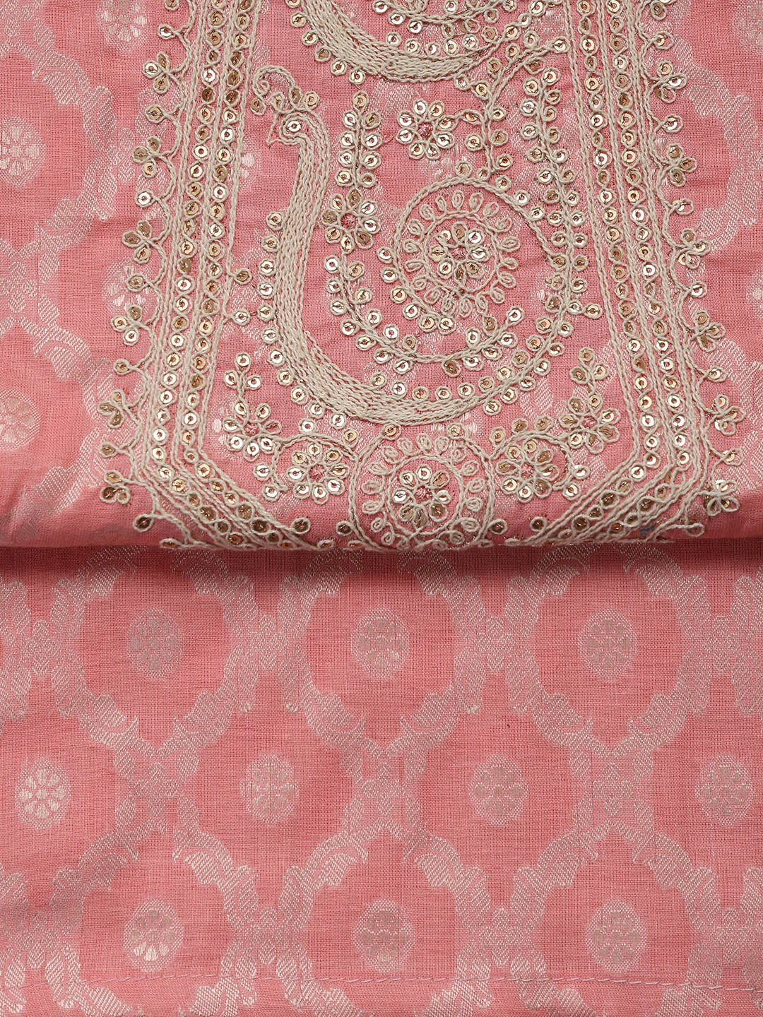 Woven Embroidered Cotton Blend Unstitched Suit With Dupatta