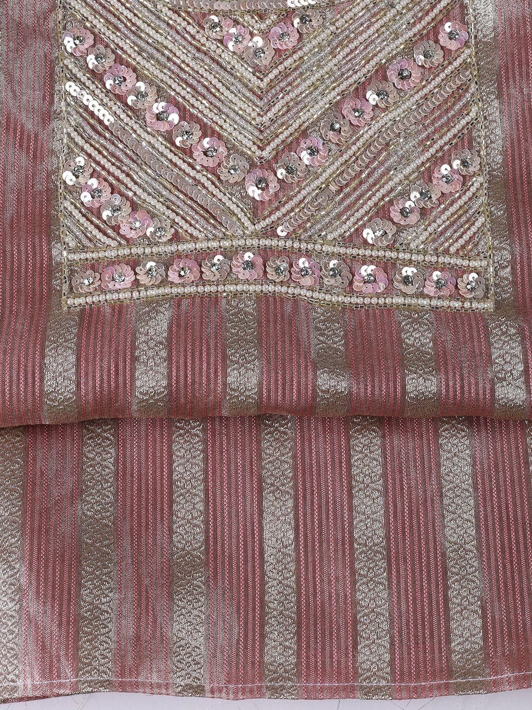 Neck Embroidered Tissue Unstitched Suit With Dupatta
