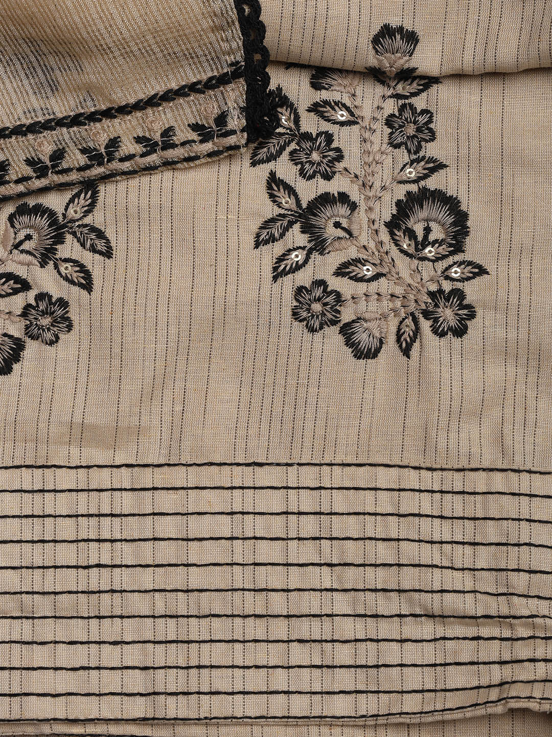 Embroidered Chanderi Unstitched Suit Piece With Dupatta