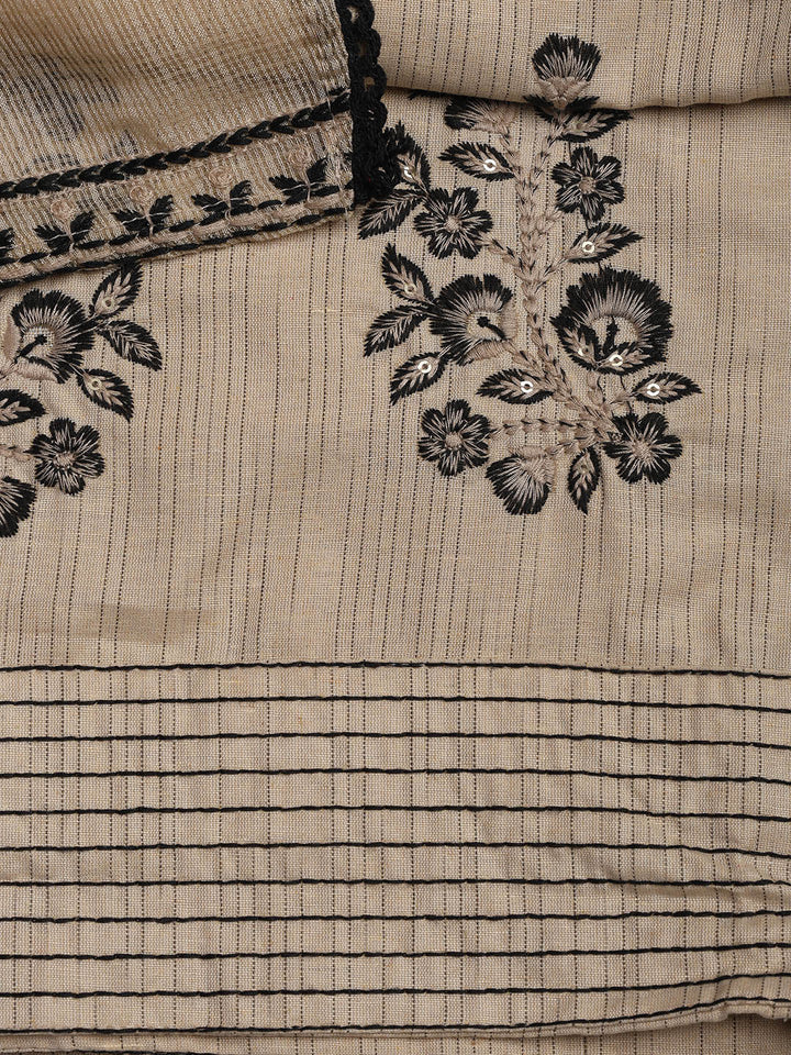 Embroidered Chanderi Unstitched Suit Piece With Dupatta