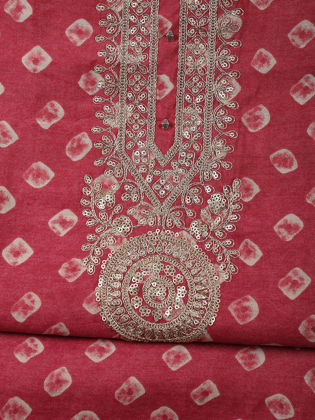 Neck Embroidered Cotton Blend Unstitched Suit With Dupatta