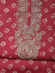 Neck Embroidered Cotton Blend Unstitched Suit With Dupatta