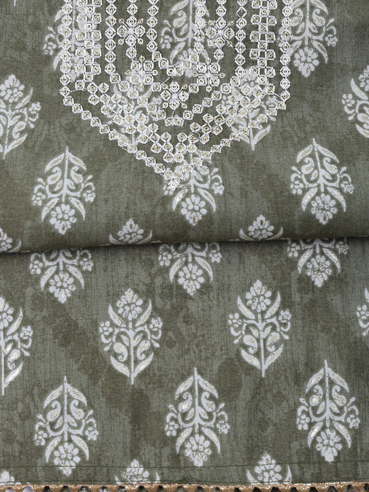 Neck Embroidery Cotton Unstitched Suit Dupatta