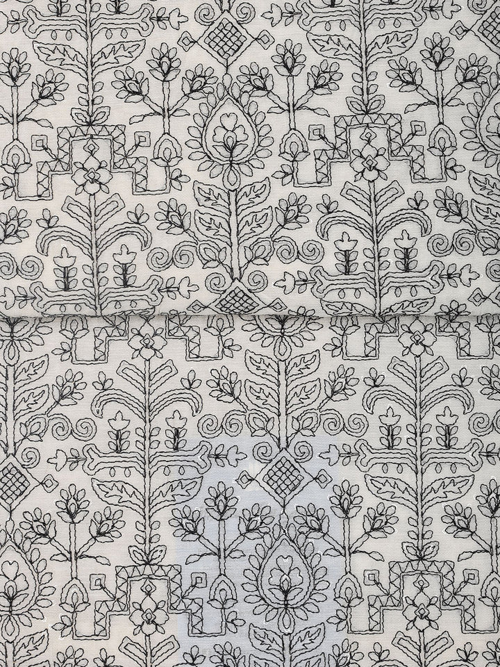 Embroidery Chanderi Unstitched Suit With Dupatta