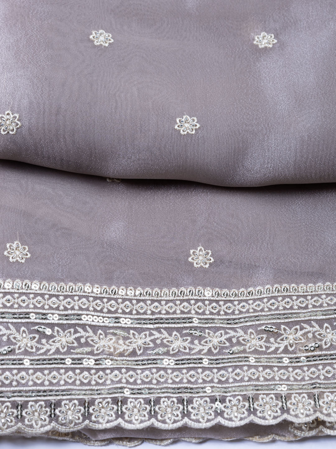 Embroidered Organza Unstitched Suit With Dupatta