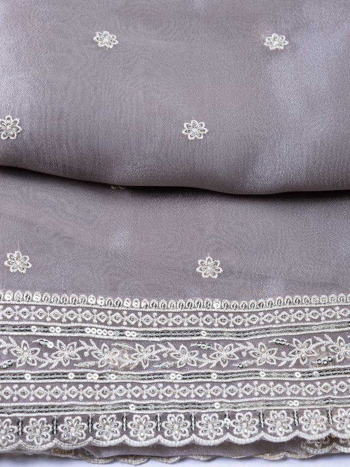 Embroidered Organza Unstitched Suit With Dupatta