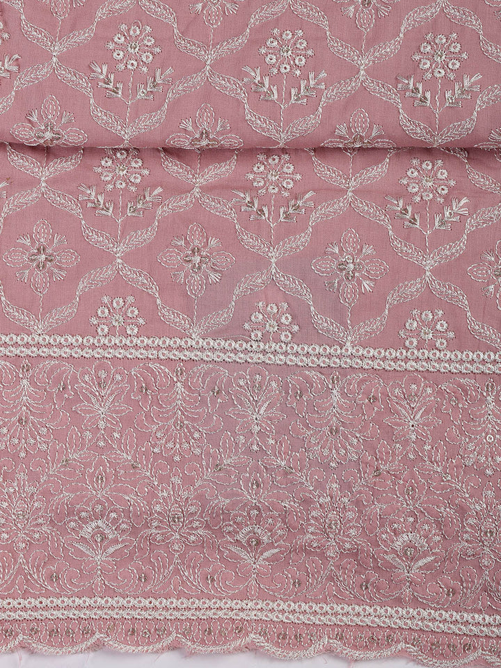 Embroidered Cotton Blend Unstitched Suit Piece With Dupatta