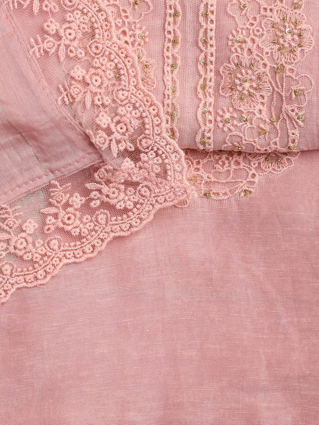 Embroidery Linen Unstitched Suit With Dupatta