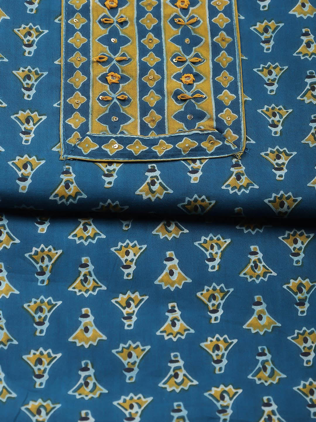 Printed Cotton Blend Unstitched Suit Piece With Dupatta