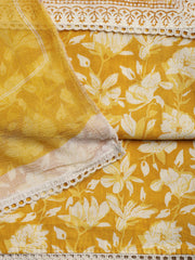 Printed Cotton Blend Unstitched Suit With Dupatta