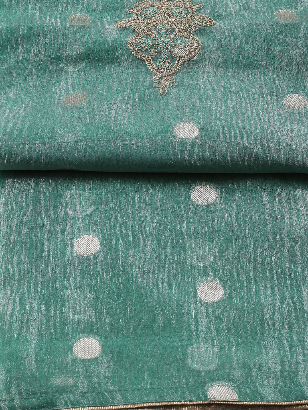 Neck Embroidered Tissue Unstitched Suit Piece With Dupatta