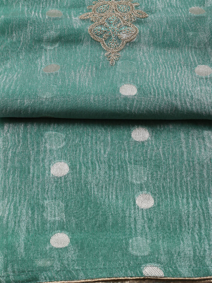 Neck Embroidered Tissue Unstitched Suit Piece With Dupatta