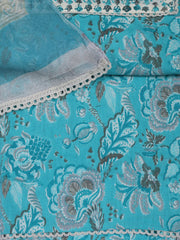 Neck Work Cotton Blend Unstitched Suit With Dupatta