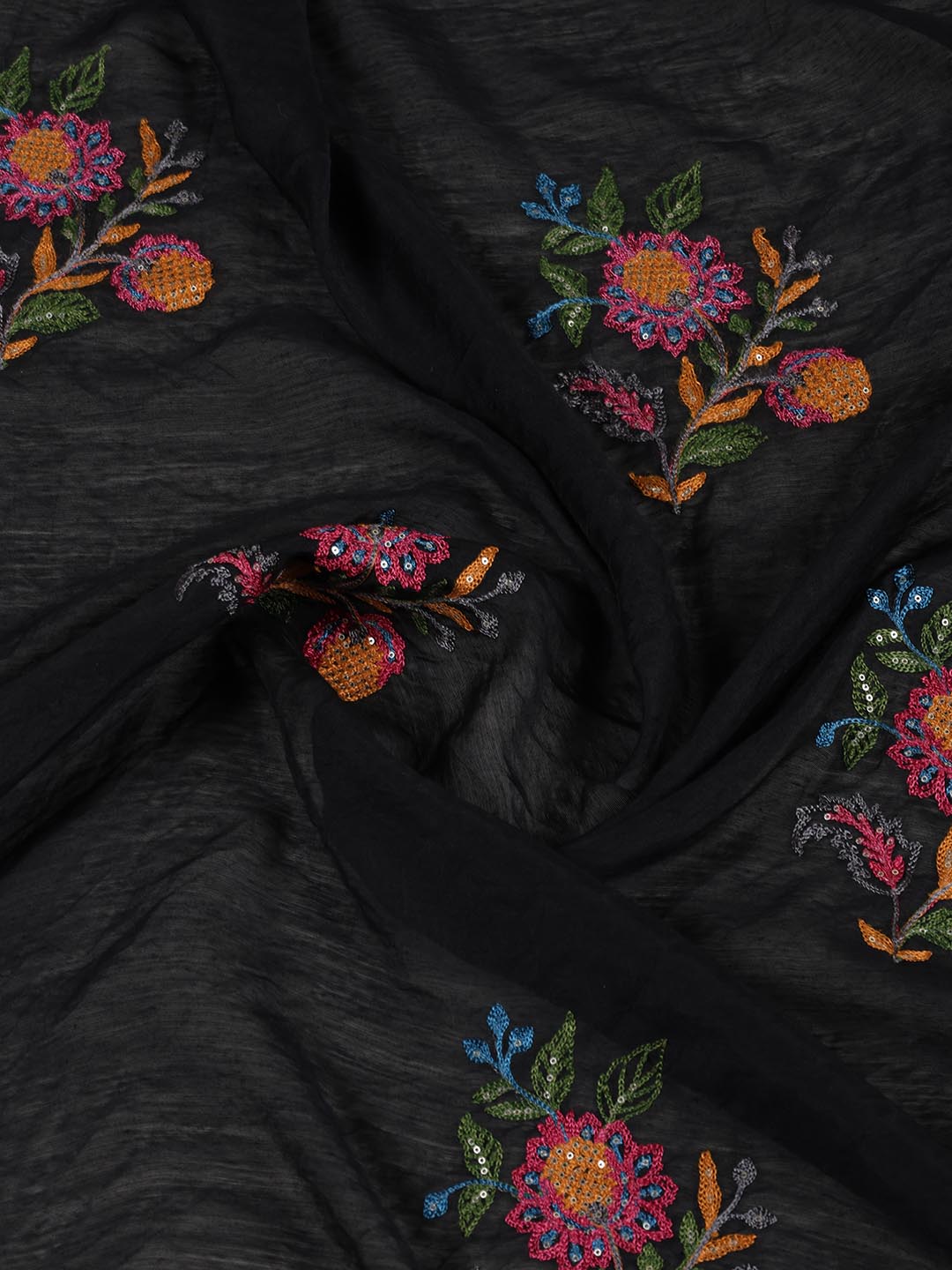 Neck Embroidered Cotton Blend Unstitched Suit Piece With Dupatta
