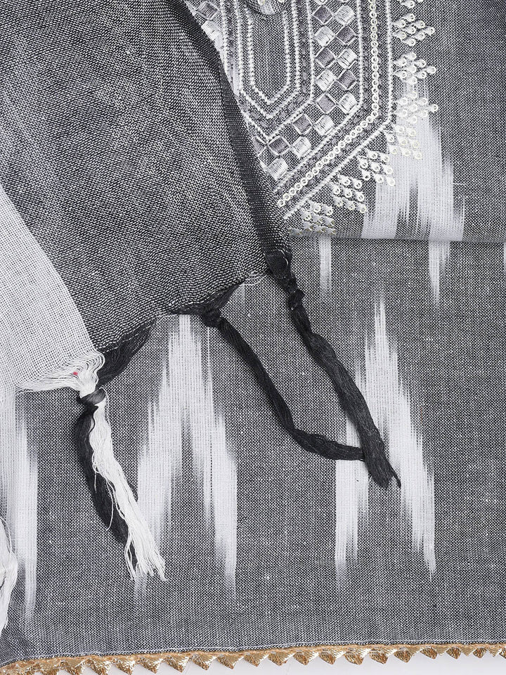 Neck Embroidered Cotton Blend Unstitched Suit Piece With Dupatta