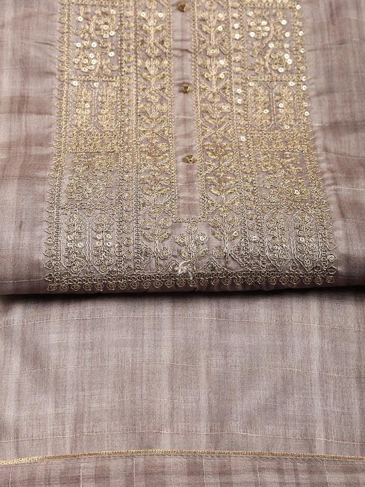 Neck Embroidered Tissue Unstitched Suit With Dupatta